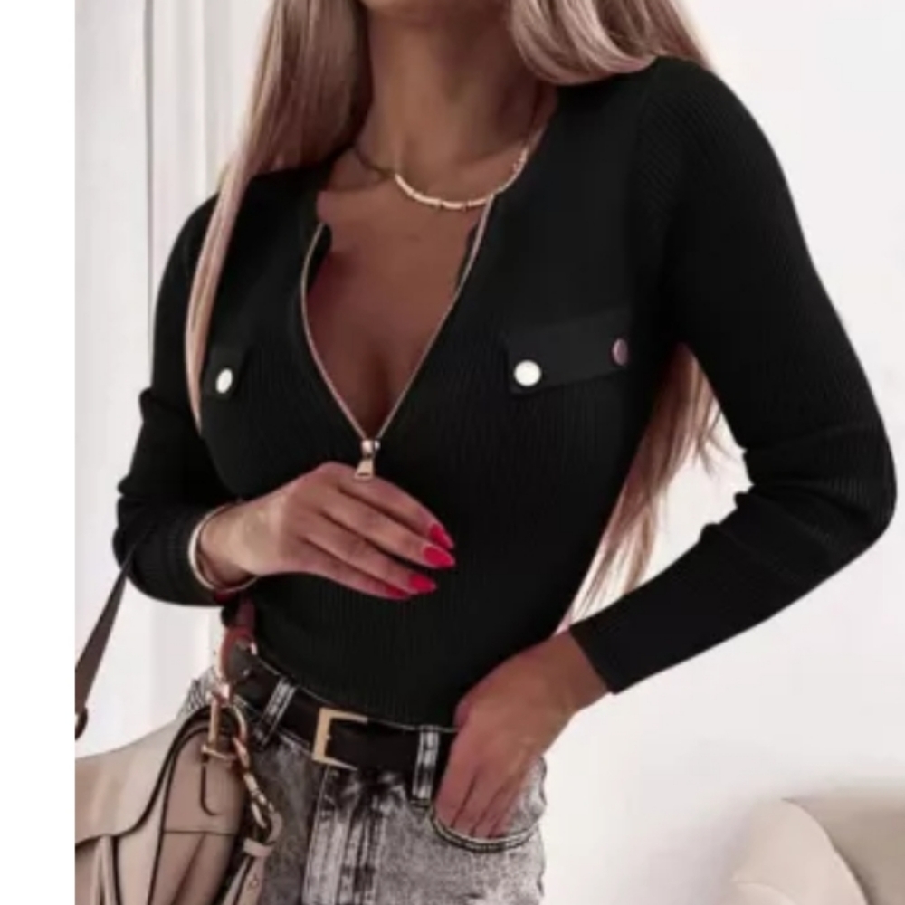 ♥️New boutique Ribbed zipper top - Picture 4 of 10